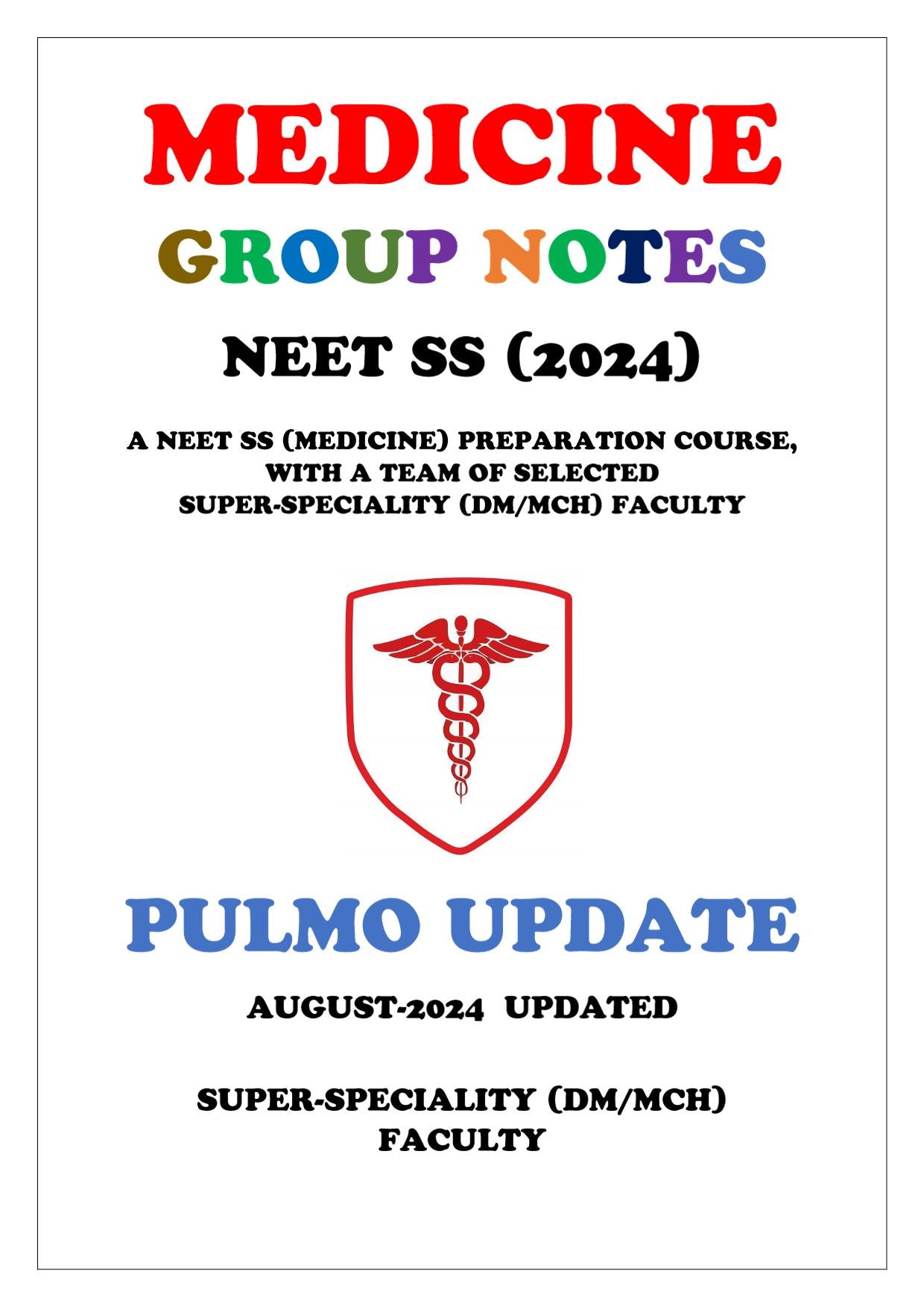 Medicine - Pulmonology Super - Speciality Notes