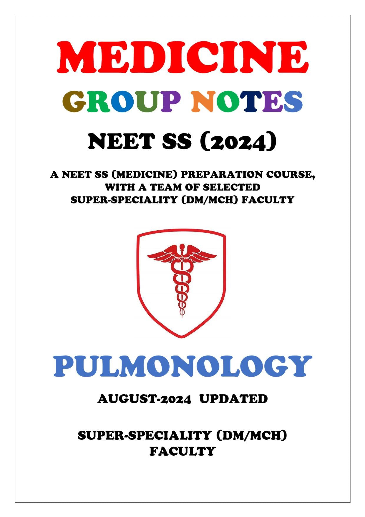 Medicine - Pulmonology Super - Speciality Notes