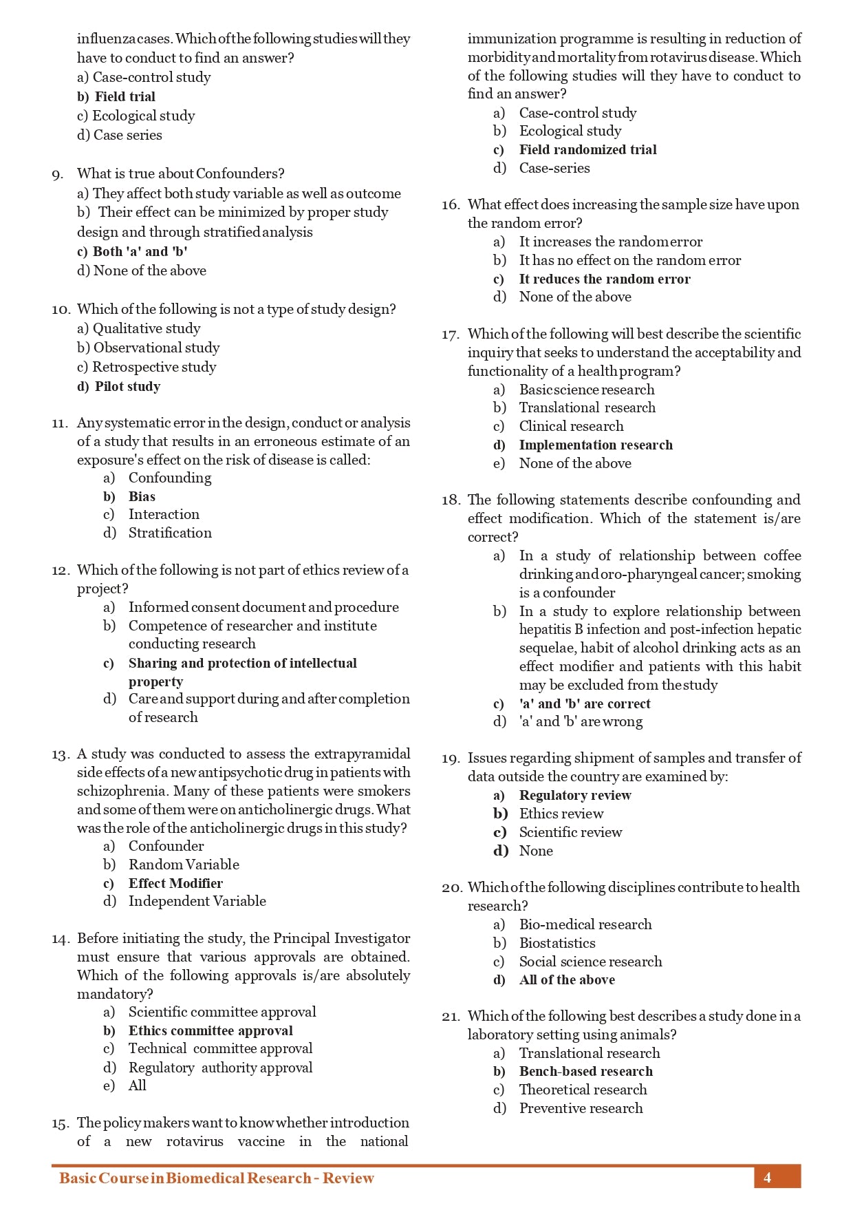 Basic Course in Biomedical Research – Review