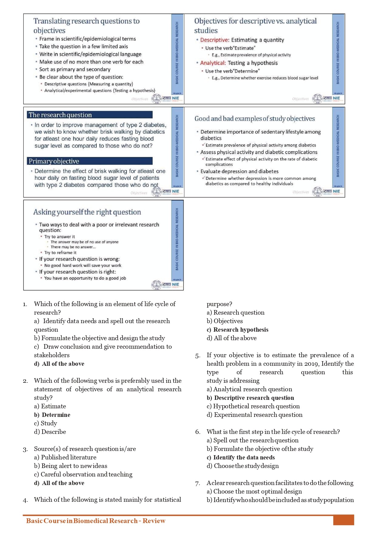 Basic Course in Biomedical Research – Review